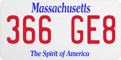 MA license plate 366GE8
