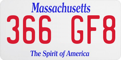MA license plate 366GF8