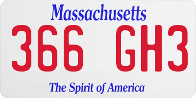 MA license plate 366GH3