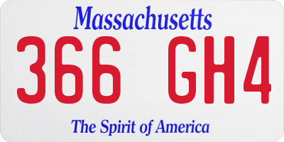 MA license plate 366GH4