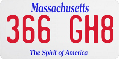 MA license plate 366GH8