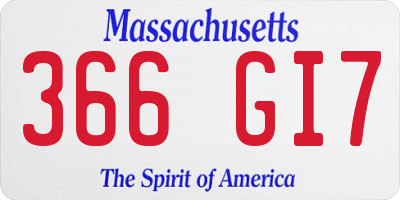 MA license plate 366GI7