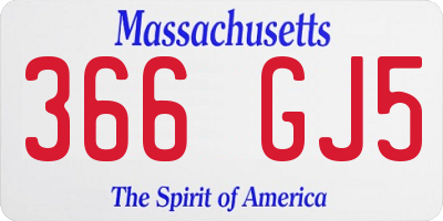 MA license plate 366GJ5