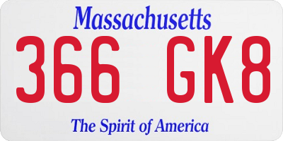 MA license plate 366GK8