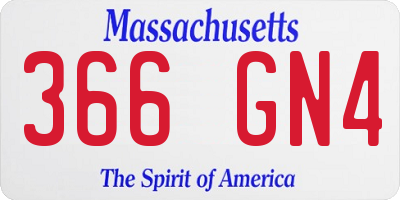 MA license plate 366GN4