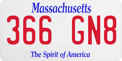 MA license plate 366GN8