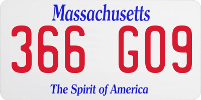 MA license plate 366GO9