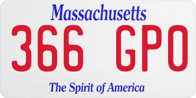 MA license plate 366GP0