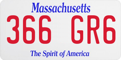 MA license plate 366GR6