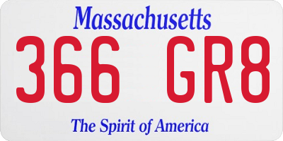 MA license plate 366GR8