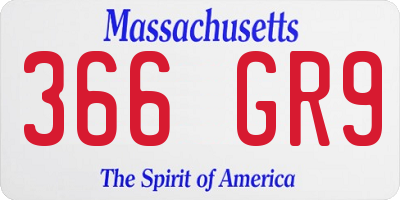 MA license plate 366GR9