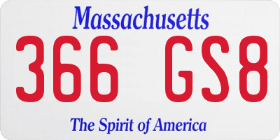 MA license plate 366GS8