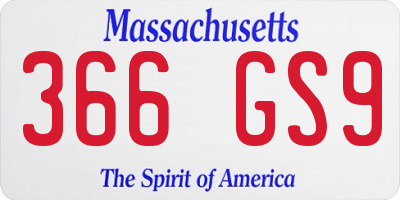 MA license plate 366GS9