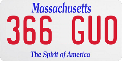 MA license plate 366GU0