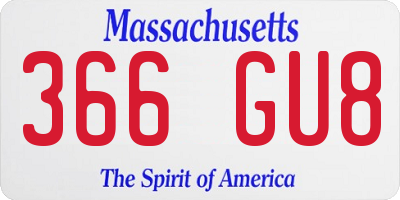 MA license plate 366GU8