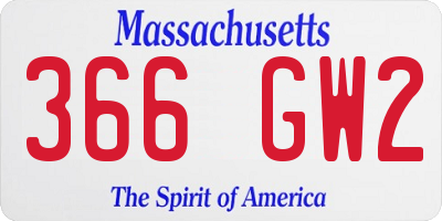 MA license plate 366GW2
