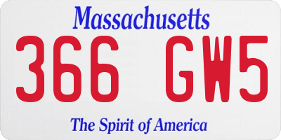 MA license plate 366GW5
