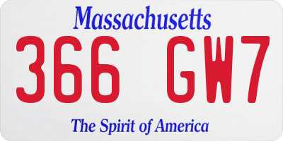 MA license plate 366GW7
