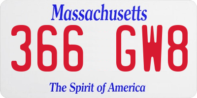 MA license plate 366GW8