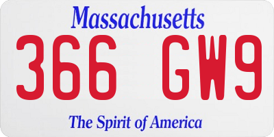 MA license plate 366GW9