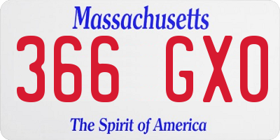 MA license plate 366GX0