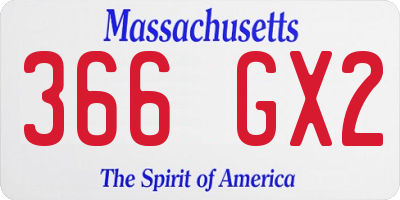 MA license plate 366GX2