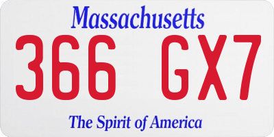 MA license plate 366GX7