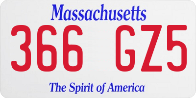MA license plate 366GZ5