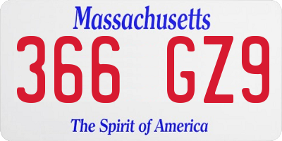 MA license plate 366GZ9