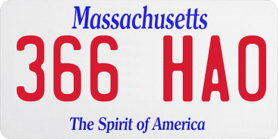 MA license plate 366HA0