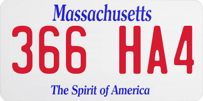 MA license plate 366HA4