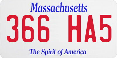 MA license plate 366HA5