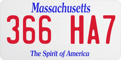 MA license plate 366HA7