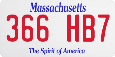 MA license plate 366HB7