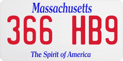 MA license plate 366HB9