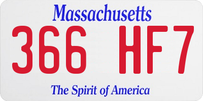 MA license plate 366HF7