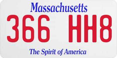 MA license plate 366HH8