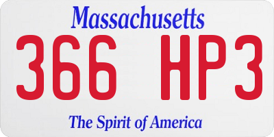 MA license plate 366HP3
