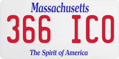 MA license plate 366IC0