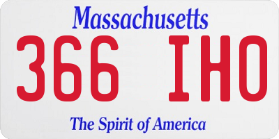MA license plate 366IH0