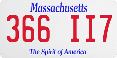 MA license plate 366II7
