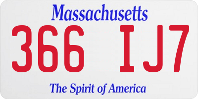 MA license plate 366IJ7