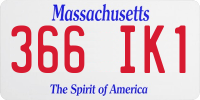 MA license plate 366IK1