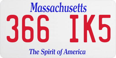 MA license plate 366IK5