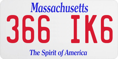 MA license plate 366IK6