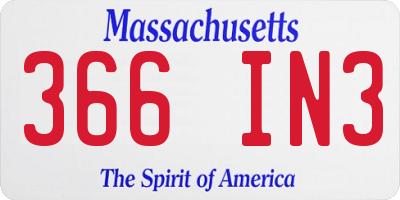 MA license plate 366IN3