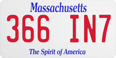 MA license plate 366IN7