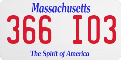 MA license plate 366IO3
