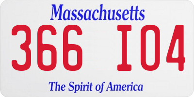 MA license plate 366IO4