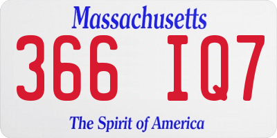 MA license plate 366IQ7